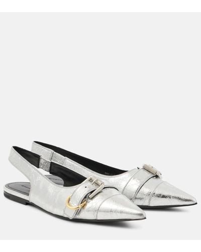 Givenchy Voyou Metallic Leather Slingback Flats - White