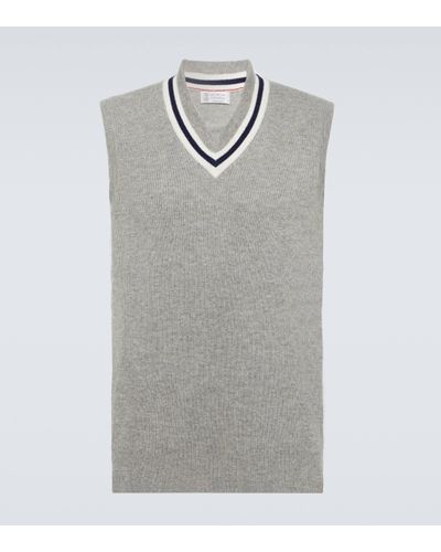 Brunello Cucinelli Pull sans manches en cachemire - Gris