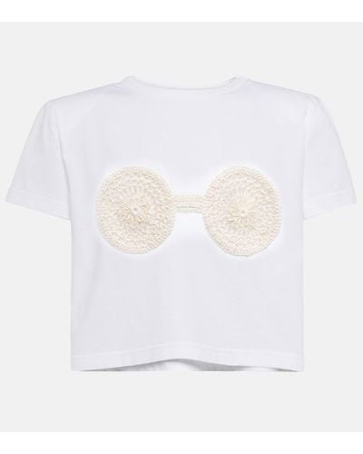 Magda Butrym Besticktes T-Shirt aus einem Baumwollgemisch - Weiß