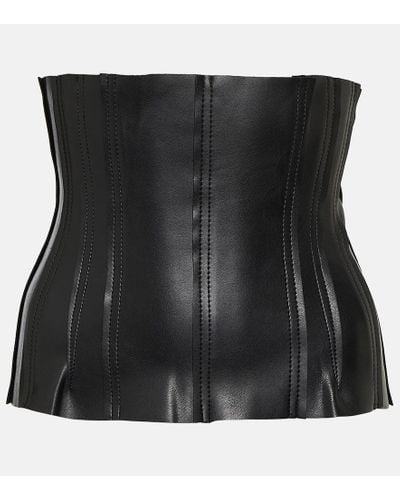 Norma Kamali Grace Faux Leather Corset Top - Black
