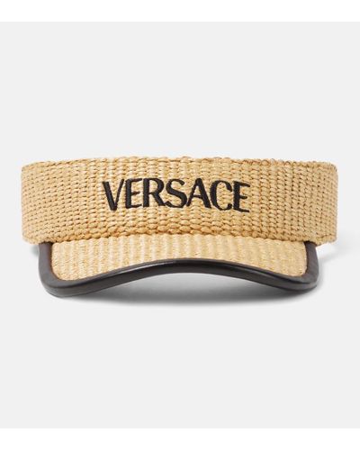Versace Visiera con pelle e logo - Metallizzato