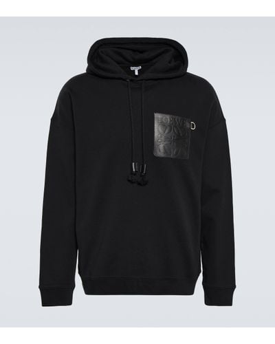 Loewe Anagram-patch Relaxed-fit Cotton-jersey Hoody - Black