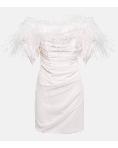 GIUSEPPE DI MORABITO Feather-trimmed Minidress - White