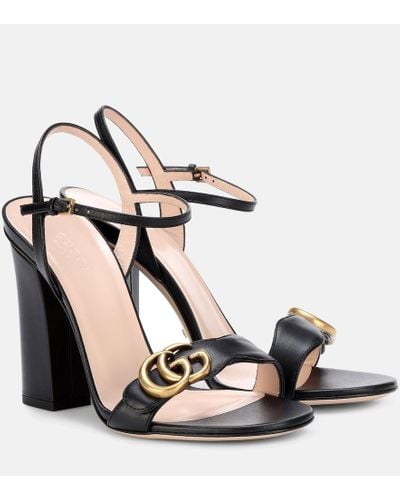 Gucci Marmont Sandalen Aus Leder Mit Logoverzierung - Schwarz