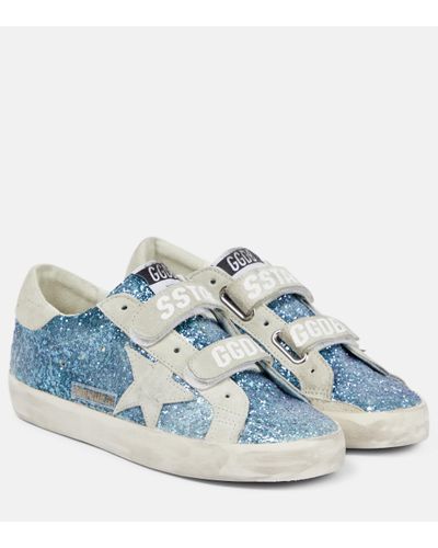 Golden Goose Old School Glittered Suede Trainers - Blue