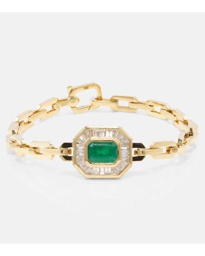 SHAY Armband aus 18kt Gelbgold mit Diamanten und Smaragd - Mettallic