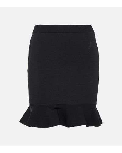 JW Anderson Ruffled Ribbed-knit Miniskirt - Black