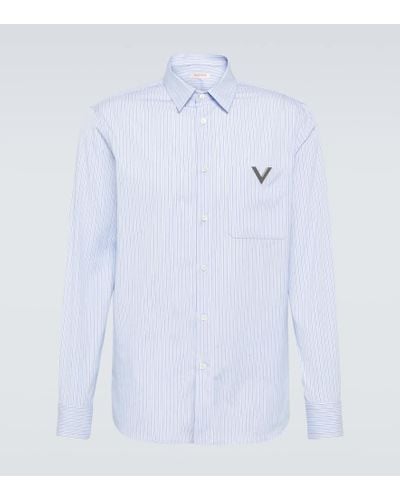 Valentino Pinstripe Cotton Shirt - Blue