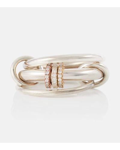 Spinelli Kilcollin Ring Gemini aus Sterlingsilber, Gelb- und Rosegold mit Diamanten - Weiß