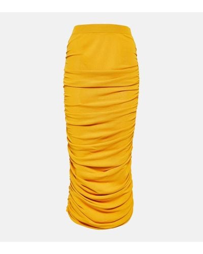 Altuzarra Chukwu Ruched Jersey Midi Skirt - Yellow