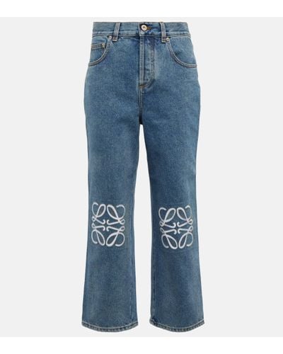 Loewe Jean Large Taille Haute À Appliqués Anagram - Bleu