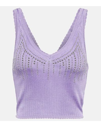 Rabanne Embellished Knit Top - Purple