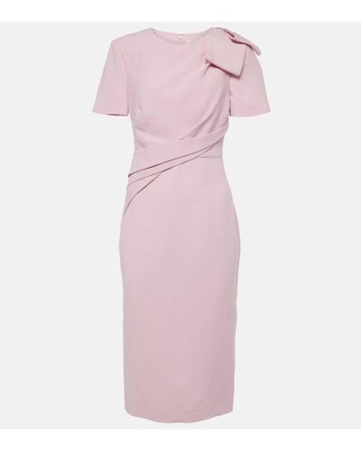 Roland Mouret Padded-shoulder Wool And Silk-blend Midi Dress - Pink