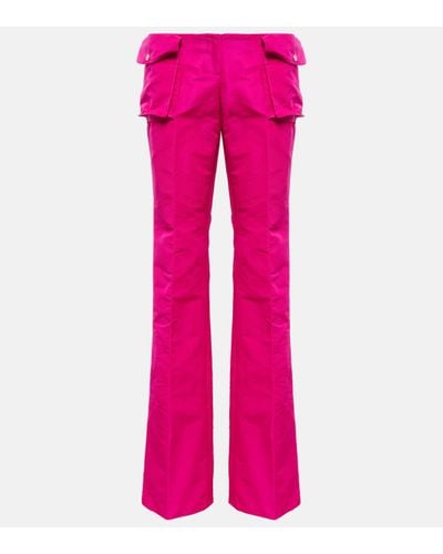 LAQUAN SMITH Low-rise Satin Cargo Trousers - Pink