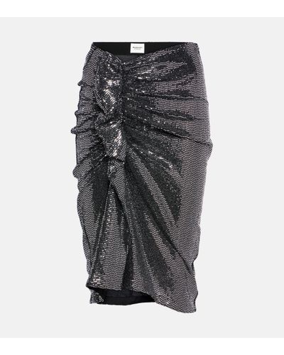 Isabel Marant Dolene Ruffled Sequined Tulle Skirt - Grey