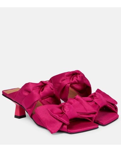 Ganni Bow-trimmed Mules - Pink