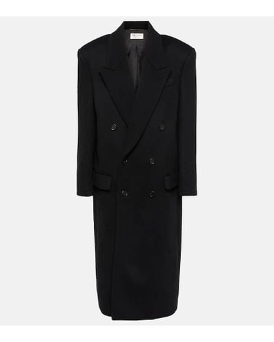 Saint Laurent Cappotto doppiopetto in lana vergine - Nero