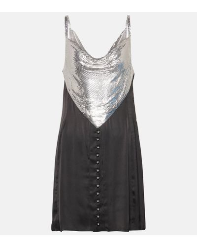 Rabanne Robe en satin a ornements - Noir