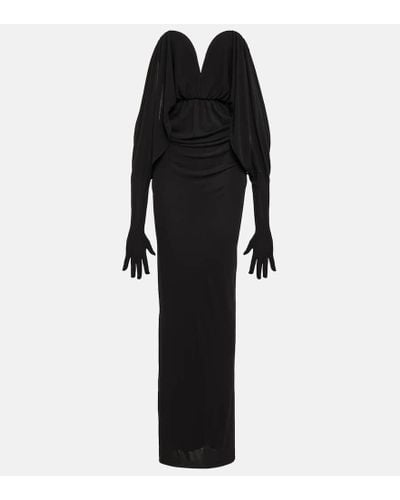 Saint Laurent Vestido de fiesta con guantes - Negro