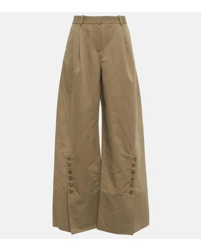 Altuzarra Hency Wide-leg Cotton-blend Pants - Natural