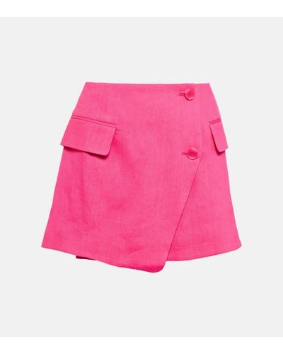 FRAME Linen-blend Miniskirt - Pink
