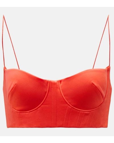Alex Perry Hart Satin Crepe Bralette - Red