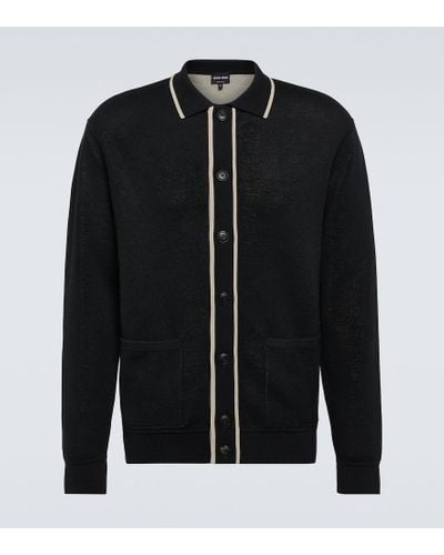 Giorgio Armani Cotton, Silk, And Cashmere Cardigan - Black