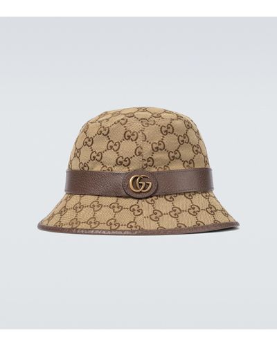 Gucci Monogrammed Canvas Bucket Hat - Natural