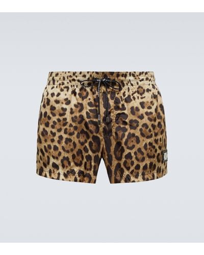 Dolce & Gabbana Short de bain a motif leopard - Rouge