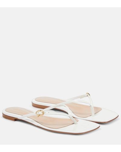 Gianvito Rossi Patent Leather Thong Sandals - White