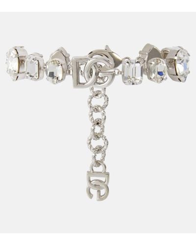 Dolce & Gabbana Bracciale DG con cristalli - Metallizzato