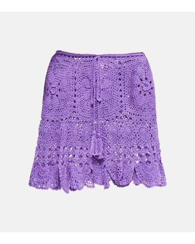Anna Kosturova Mini-jupe en crochet de coton - Violet