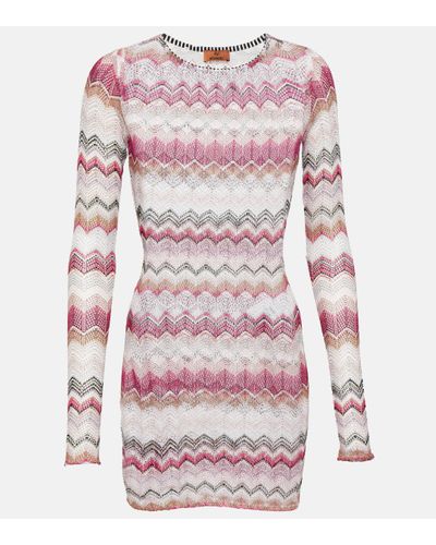 Missoni Zig Zag Crochet Minidress - Pink