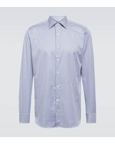 Canali Camisa de algodon a rayas - Azul