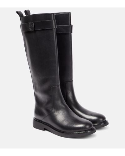 Tory Burch Double T Leather Knee-high Boots - Black