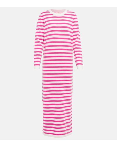 Jardin Des Orangers Striped Wool And Cashmere Maxi Dress - Pink