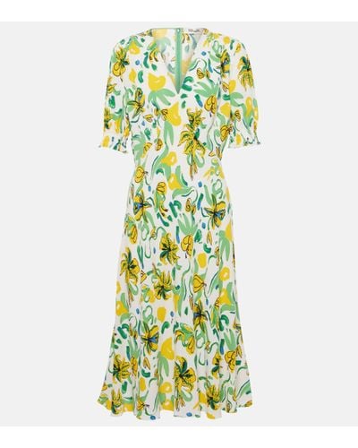 Diane von Furstenberg Jemma Floral Crepe Midi Dress - Green