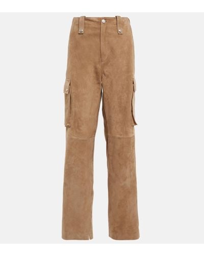 Magda Butrym Suede Cargo Trousers - Natural