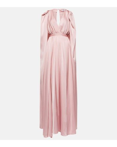 Safiyaa Draped Satin Cape Gown - Pink