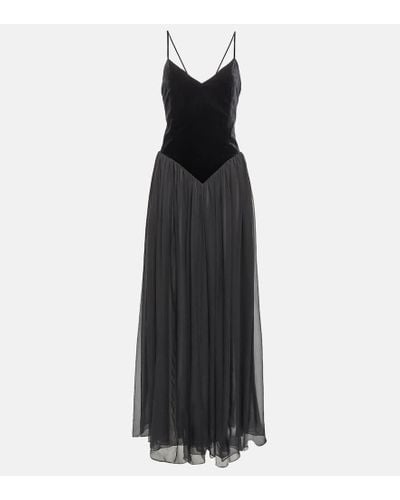 Chloé Velvet And Silk Maxi Dress - Black