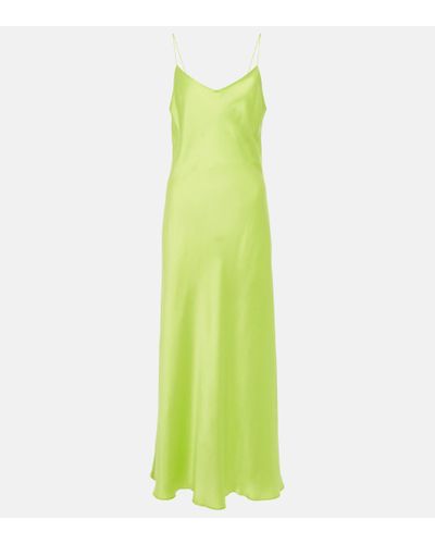 Asceno Lyon Silk Maxi Slip Dress - Green