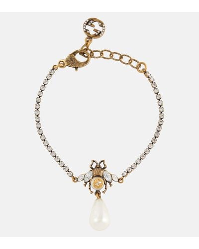 Gucci Bracelet abeille avec perle - Métallisé