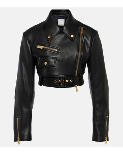 Jonathan Simkhai Cropped Leather Biker Jacket - Black