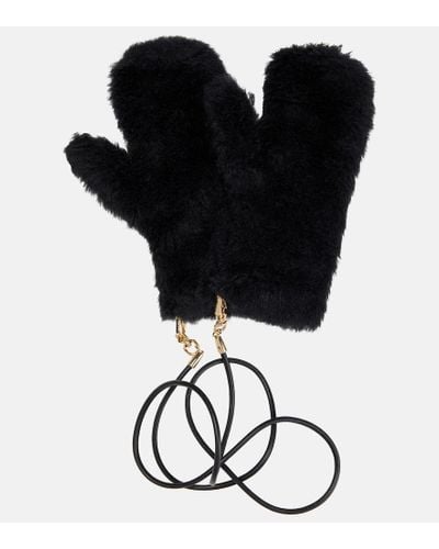 Max Mara Ombrato Wool And Silk-blend Gloves - Black