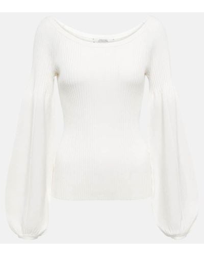 Dorothee Schumacher Sleek Ribs Wool-blend Sweater - White