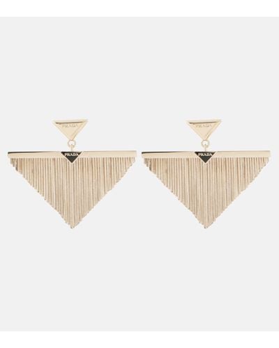 Prada Triangle Embellished Earrings - Natural