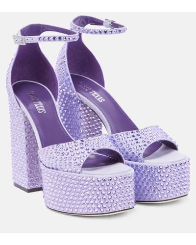 Paris Texas Holly Tatiana Embellished Leather Platform Sandals - Purple