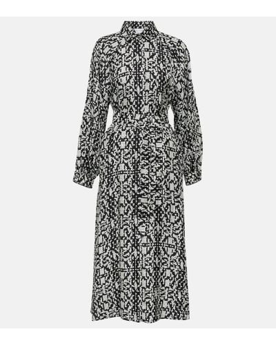 Max Mara Alpe Printed Silk Midi Dress - Gray