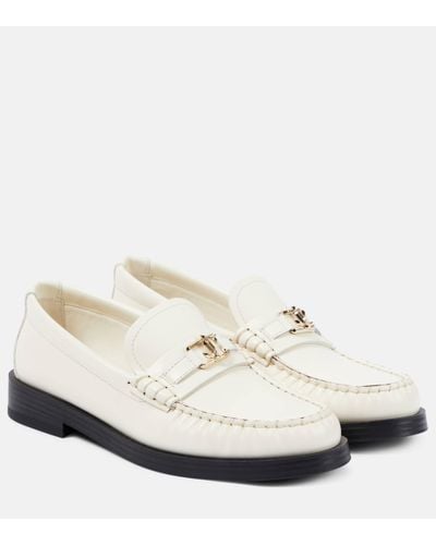 Jimmy Choo Addie Logo Leather Loafers - White