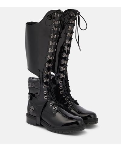 Jimmy Choo X Timberland Convertible Patent Leather Boots - Black